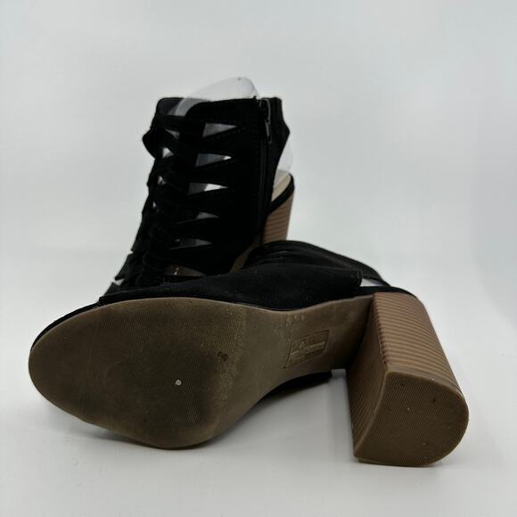 Fergalicious Shoes Womens US 7.5M Black Pardon Sandals Strappy Block Heel Party - Picture 6 of 7